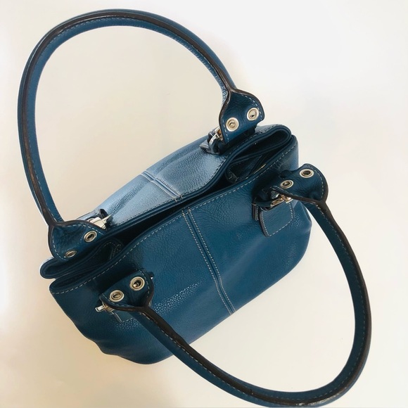 Tignanello Blue Leather Perfect 10 French Tote - Picture 4 of 13